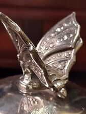 Butterfly or Moth  Finial On Antique Silverplate Dome Cover 5 X 5 Rare picture