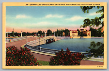 Postcard Entrance to Davis Islands (Man Made Residential Section) Tampa Florida picture