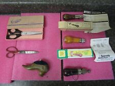 Vintage Sewing Lot - Pin Cushion Shoe Speedy Stitcher Awl  C.A. Myers, Scissors picture