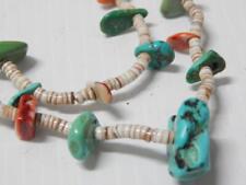 VINTAGE SANTO DOMINGO / NAVAJO INDIAN TURQUOISE CORAL HEISHI JACLA STYL NECKLACE picture