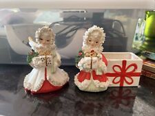 Napco Vintage 1950 Christmas Angel And Christmas Planter (Lot Of 2) S715A,S116B picture