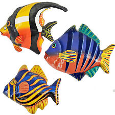 Set of 3 Vintage paper mache Tropical Fish Beach House Home wall Decor picture