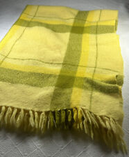 Vtg Handwoven The Three Weavers Wool Throw Yellow Moss Green Approx 40x58 picture