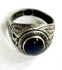 U.S. Naval Forces Ring United States Navy Sterling Silver Blue Stone 184g Sz 10 picture