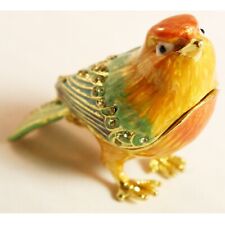 Bejeweled Enameled Animal Trinket Box/Figurine With Rhinestones-Cute Sparrow picture