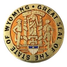 Vintage Great Seal of the State of Wyoming Travel Souvenir Pin picture