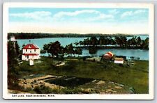 Brainerd Minnesota~Air View Bay Lake & Home~Vintage Postcard picture