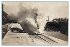 c1910's Railroad Train Engine Snow Plow Depot View Canada RPPC Photo Postcard picture