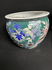 Vintage Asian Chinese Chinoiserie Koi Fish Bowl Planter picture