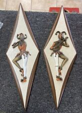Pair Of Mid-Century Jester Wall Hanging Plaques Beautiful Matching Vintage Wall picture