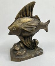 Vintage 1920's Littco Cast Iron Flying Fish Door Stopper Brass Book End picture
