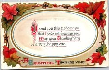 A Bountiful Thanksgiving Embossed 1912 Lafayette Indiana Antique Postcard B16 picture