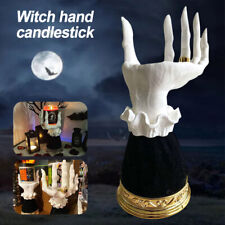 Halloween 2023 Witch Hand Candle Holder Pedestal Single Wick Resin Candlestick picture