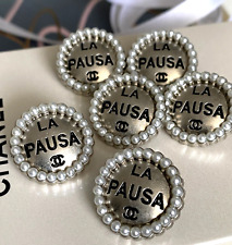 Lot of 6 Chanel La Pausa Buttons Silver Tone CC Buttons 20 mm Logo 0,79 inch picture