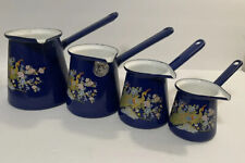 Vintage Turkish Colbolt Blue Pot Set Of Four Made in Romania Different Sizes picture