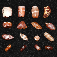 16 Genuine Ancient Etched Carnelian Beads in Good Condition Over 2000 Years Old picture