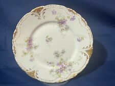 Vintage Theodore Haviland Limoges France White/Purple Flower Gold 8” Salad Plate picture