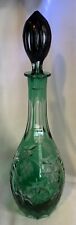Vtg Beautiful Bohemian Dresden 24% Lead Crystal Decanter Hand Cut Green To Clear picture