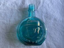 Vintage Wheaton Mini Glass Bottle 1972 Lyndon B Johnson, Blue Iridiscent picture