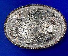 Montana Silversmiths Flower Floral Swirl Pattern Vintage Numbered Belt Buckle picture