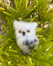 Owl white Grey Snow Owl bird Faux Fur Figurine Harry Potter ornament Decoration picture