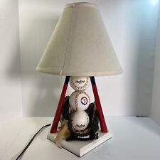 Texas Rangers Baseball & Glove Lamp, Leather Stitched Hand Painted Baseball Lamp picture