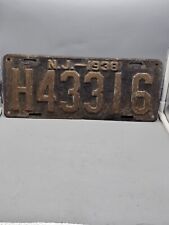 1938 New Jersey  License Plate H43316 Mancave Decor Garage Art Craft picture