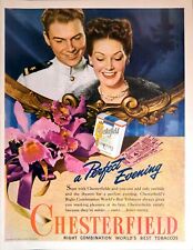 1945 Chesterfield A Perfect Evening Orchids Theater  WW2 Era Print Ad picture