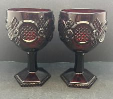 Vintage Avon 1876 Cape Cod Ruby Red 2 Water Goblets picture