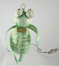 Vintage Metal Green Frog in a  Bowtie Hanging Ornament Figurine picture
