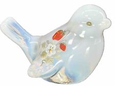 Fenton Hand Painted Strawberry Decorated Art Glass Bird Signed Marked Vintage picture