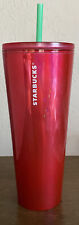 New Starbucks Tumbler  Watermelon Flame Red Glossy Venti Cup Green Summer 2022 picture
