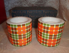 Party lite Autumn Tartan Candle Holders Retired P3330 picture