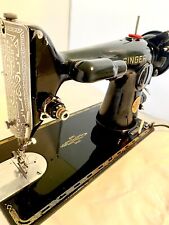 Vintage Singer 201 Sewing Machine Denim, Leather.  Scroll Face picture