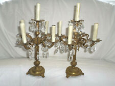 Spectacular Pair of Ornate Vintage Brass Candelabra Table Lamps picture