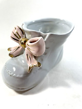 Vintage 1961 Inarco Baby Shoe Light Blue Planter Pink  Bow Cleveland Ohio E-157 picture
