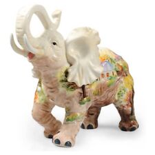 Ceramic Collectible Figurines Statue，3D Hand-Painted Rural Scenery Elephant w... picture