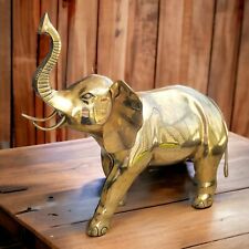 Brass Large Trunk Up Elephant Statue 14