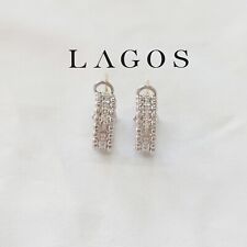 NEW Caviar Spark Collection Sterling Silver Diamonds Oval Hoop Earrings  LAGOS picture