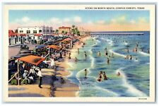 c1940's Scene On North Beach Bathing Swimming Corpus Christi Texas TX Postcard picture