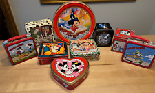 VINTAGE 80s 90's Disney Mickey Collector Tin RARE Winnie Pooh Christmas Lunchbox picture