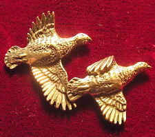 Lovely Pewter Paiir of Partridges Hunting Pin Brooch picture