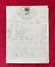 1828 FRENCH BILLHEAD HOUSE OF M. TAUPIN - COGNAC - LIQUEURS - WINES - CHOCOLATE picture