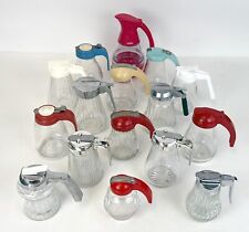 16 1950's Diner Glass Syrup/Honey Dispenser Lot Federal Housewares Silver/Red picture