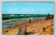 Michigan City IN-Indiana, Beachcombing In Spring, Antique, Vintage Postcard picture