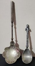 Vintage EPNS Pewter Cutlery Serving Spoons Canada Tarnish Totem Poll Collectable picture