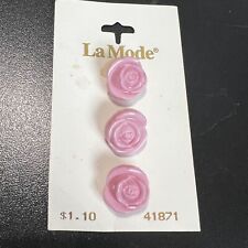 Vintage La Mode Pink Rosebud Buttons Made in Italy 5/8” 16mm 3 Count NWT  picture