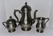 Vintage Colonial Pewter by Boardman Coffee Tea Pot Sugar Jar Cream Pitcher Set picture