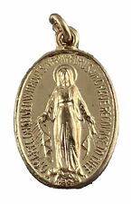 Vintage Catholic Miraculous Mary Gold Tone Religious Medal picture