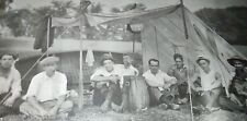 RARE RPPC SCHENECTADY N.Y BOAT CAMP. CANOE OAR DOG  MAN SMOKING PIPE BASKET 1910 picture